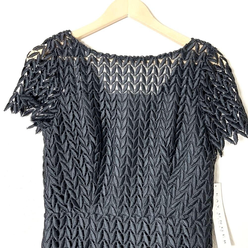 Kay Unger Tatum Floral Lace Midi Dress Black Classic Classy Old Money NWT Size 4 - Picture 8 of 15